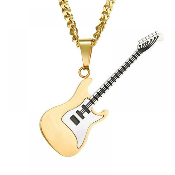 stainless steel necklace Guitar necklace music charm
